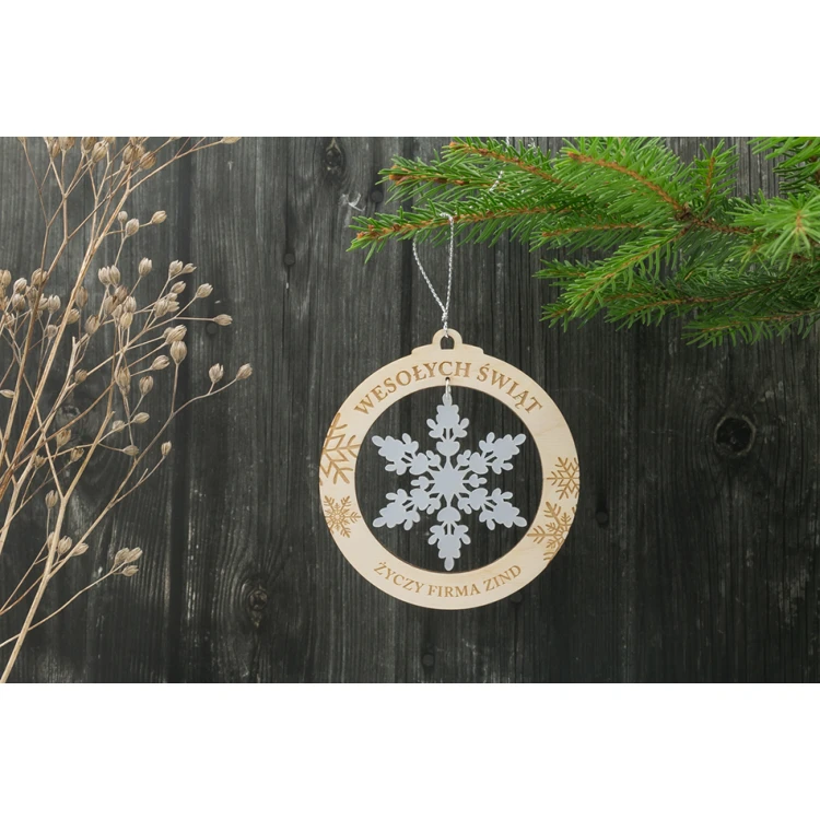 Bombki choinkowe drewno i pleksi - wym. 80x86mm - dowolny grawer - BDR021