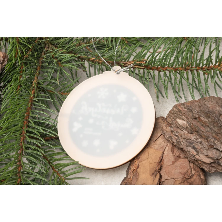 Bombki choinkowe z drewna i plexi - wym. 80x86mm - dowolny nadruk - BDR030