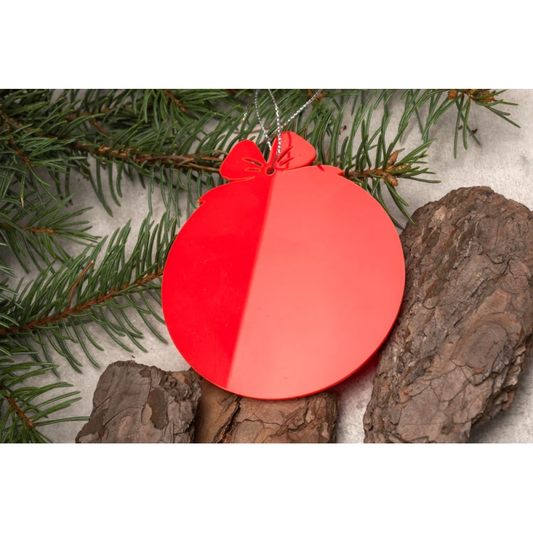 Bombki choinkowe z czerwonej plexi - wym. 80x93mm - dowolny nadruk - BDR037