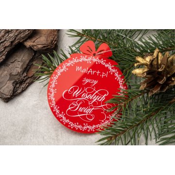 Bombki choinkowe z czerwonej plexi - wym. 80x93mm - dowolny nadruk - BDR037