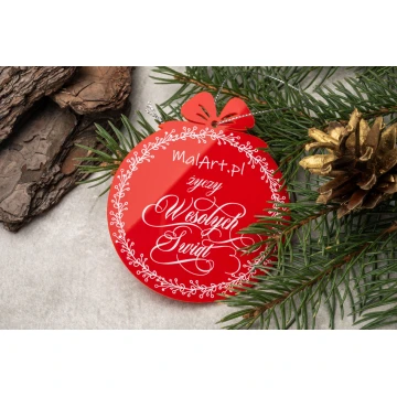 Bombki choinkowe z czerwonej plexi - wym. 80x93mm - dowolny nadruk - BDR037