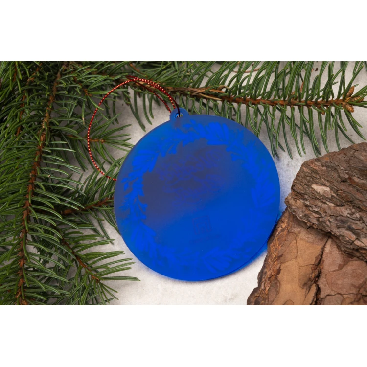 Bombki choinkowe z niebieskiej plexi frost - wym. 80x84mm - dowolny nadruk - BDR039