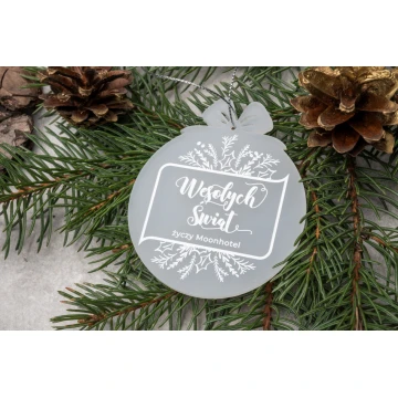 Bombki choinkowe z plexi frost - wym. 71x82mm - dowolny nadruk - BDR035