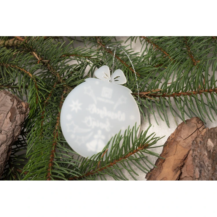 Bombki choinkowe z plexi frost - wym. 71x82mm - dowolny nadruk - BDR034