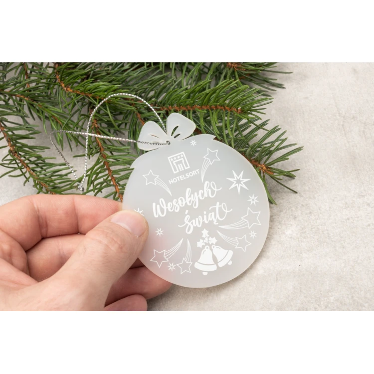 Bombki choinkowe z plexi frost - wym. 71x82mm - dowolny nadruk - BDR034