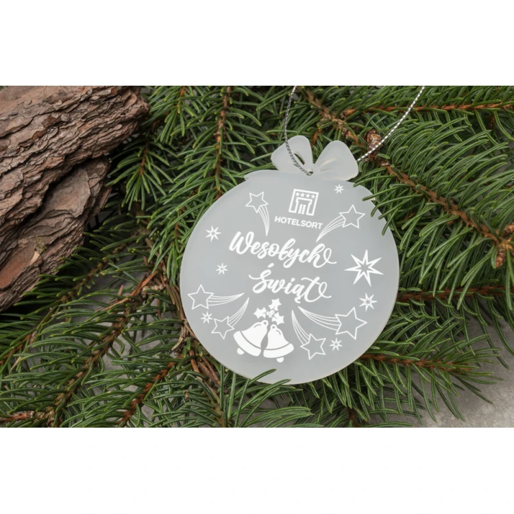 Bombki choinkowe z plexi frost - wym. 71x82mm - dowolny nadruk - BDR034