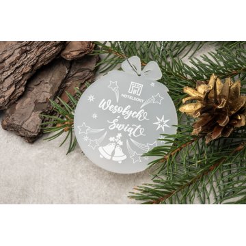 Bombki choinkowe z plexi frost - wym. 71x82mm - dowolny nadruk - BDR034
