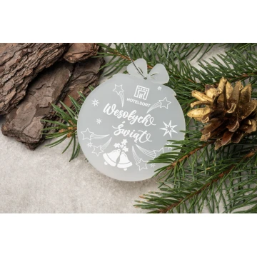 Bombki choinkowe z plexi frost - wym. 71x82mm - dowolny nadruk - BDR034