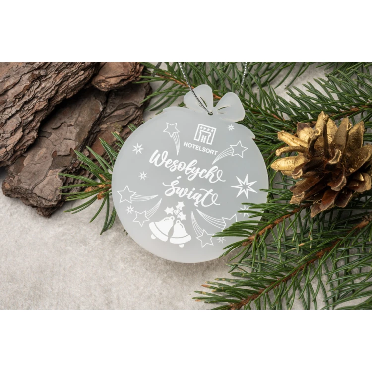 Bombki choinkowe z plexi frost - wym. 71x82mm - dowolny nadruk - BDR034