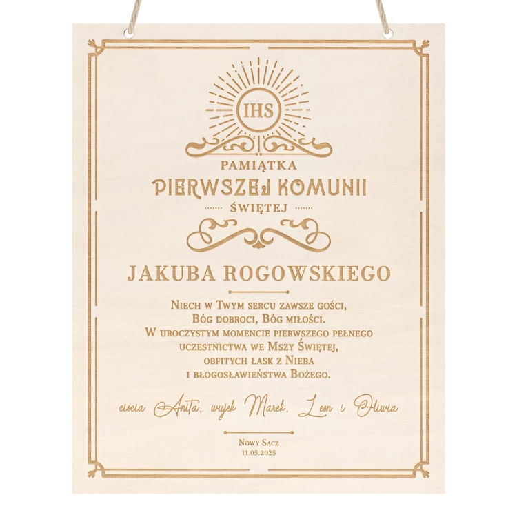 Modlitwa - Pamiątka Pierwszej Komunii Świętej z dedykacją - KOM029