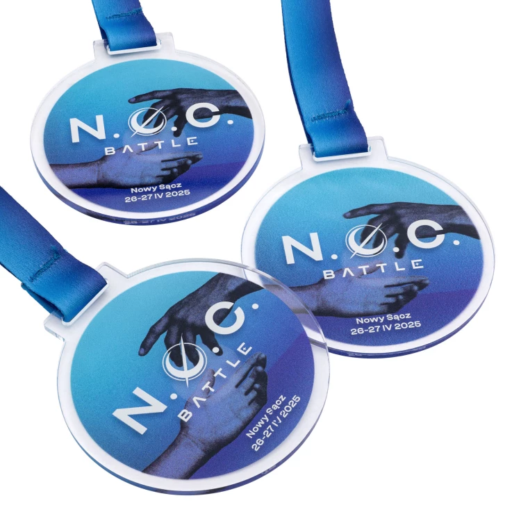  Medal z akrylu z dowolnym nadrukiem i tasiemką z logo - MGR122