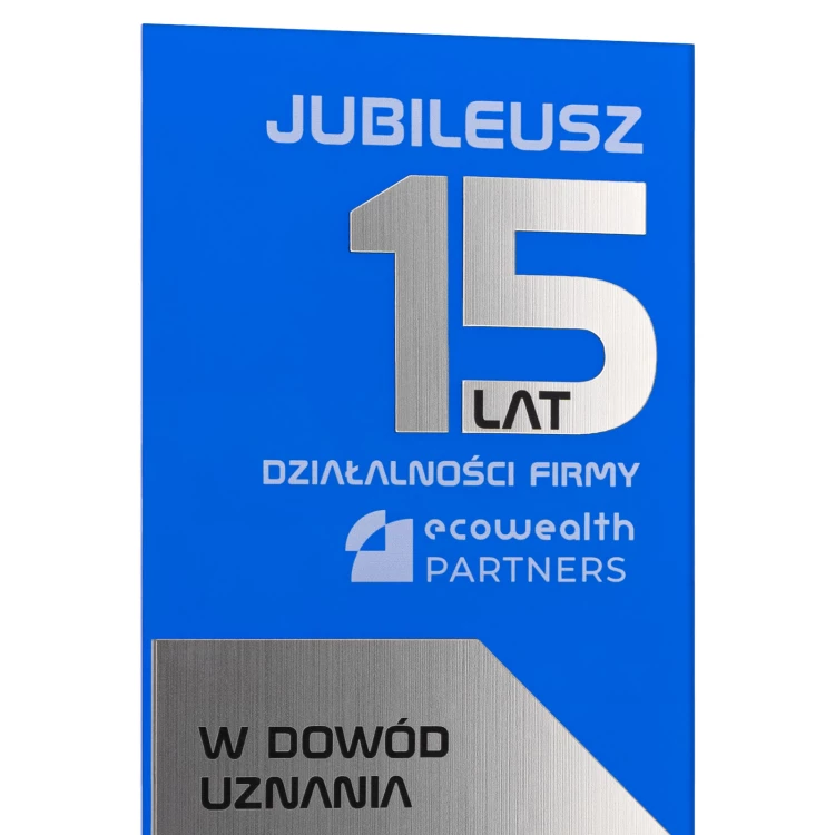 Statuetka biznesowa jubileuszowa - 15-lecie prezent dla firmy -  DTA202