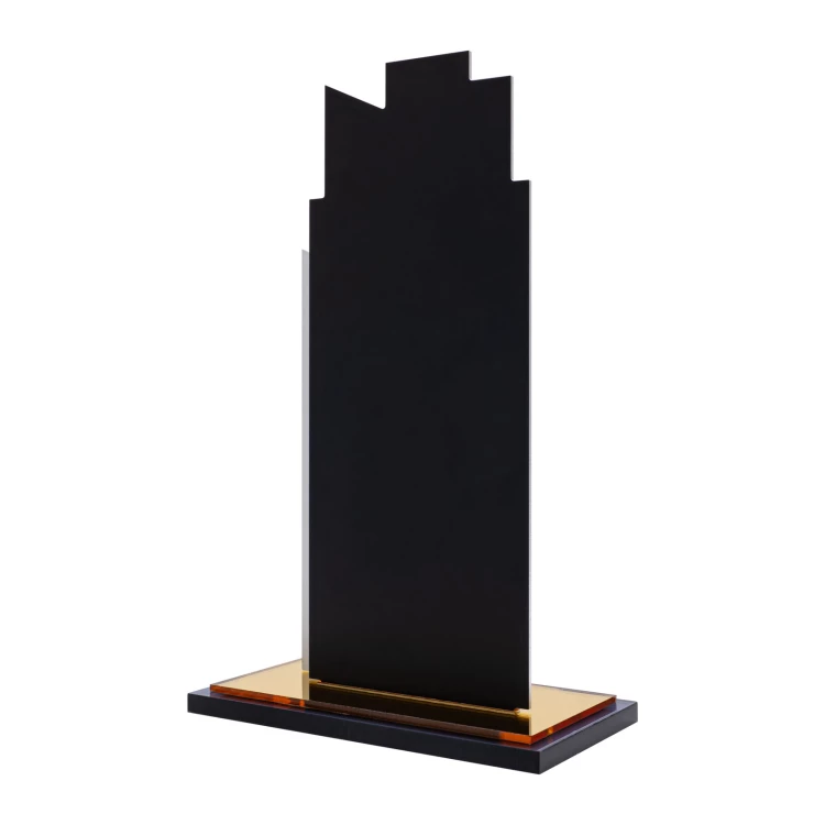 Statuetka biznesowa - aluminium i złoty akryl lustrzany - wys. 23 cm - DTA211