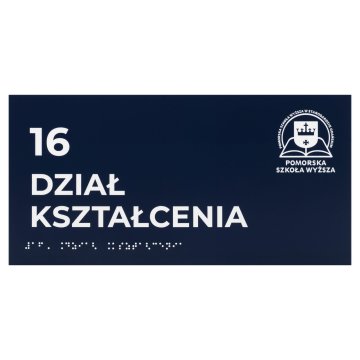 Granatowa tabliczka na drzwi z pismem Braille'a dla niewidomych - wym. 300x150mm - TAB699