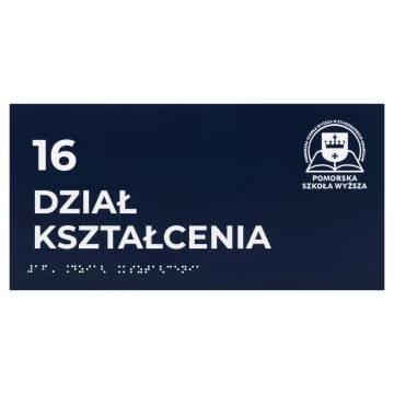 Granatowa tabliczka na drzwi z pismem Braille'a dla niewidomych - wym. 300x150mm - TAB699