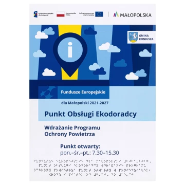 Punkt Obsługi Ekodoradcy - szyld z alfabetem Braille'a - PVC - druk UV - wym. 297mmx420mm - TAB704
