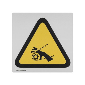 Niebezpieczeństwo wciągnięcia w łańcuch - tabliczka informacyjna z aluminium - 80x80mm - NANODRUK - TAN010