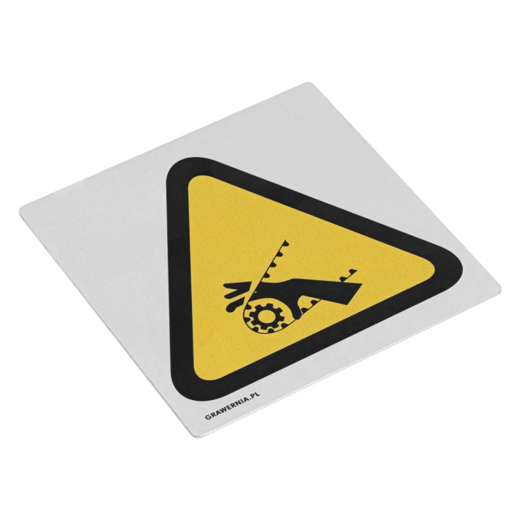 Niebezpieczeństwo wciągnięcia w łańcuch - tabliczka informacyjna z aluminium - 80x80mm - NANODRUK - TAN010