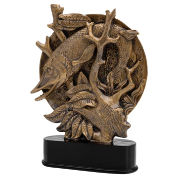 Statuetka Złota Ryba 2 - odlewana z Twoim grawerem - wys. 28 cm - FOL076
