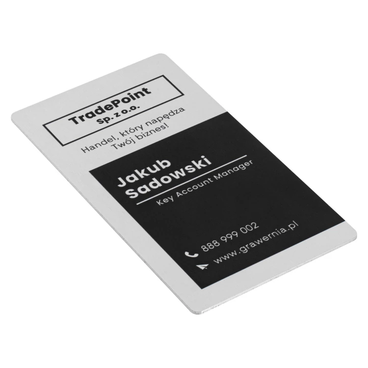 Wizytówka reklamowa z aluminium - 90x50mm - NANODRUK - TAN015