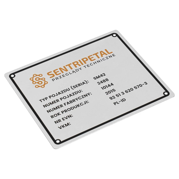 Tabliczka znamionowa z aluminium - 120x100mm - NANODRUK - TAN019