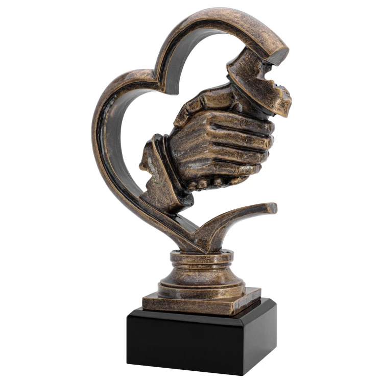 Statuetka Uścisk Dłoni - odlewana z grawerem - wys. 20 cm - FOL077