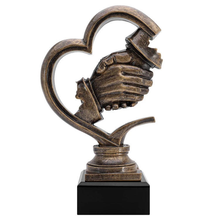 Statuetka Uścisk Dłoni - odlewana z grawerem - wys. 20 cm - FOL077