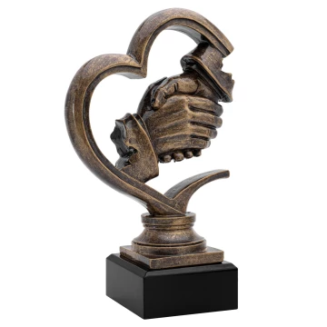 Statuetka Uścisk Dłoni - odlewana z grawerem - wys. 20 cm - FOL077