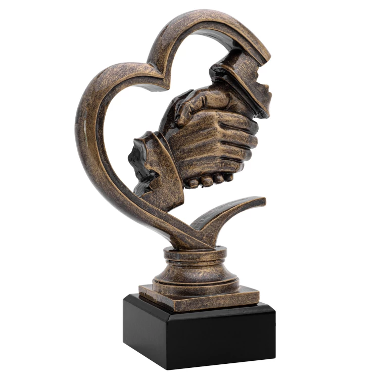 Statuetka Uścisk Dłoni - odlewana z grawerem - wys. 20 cm - FOL077