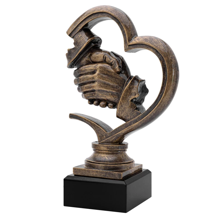 Statuetka Uścisk Dłoni - odlewana z grawerem - wys. 20 cm - FOL077