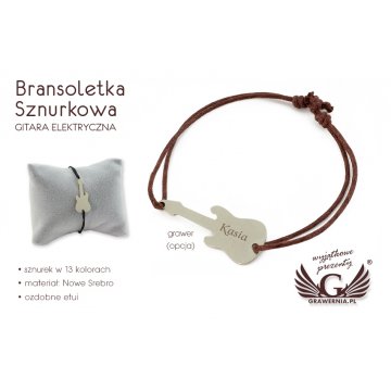 Bransoletka sznurkowa GITARA ELEKTRYCZNA - Nowe Srebro - BNS002
