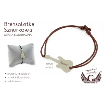 Bransoletka sznurkowa GITARA ELEKTRYCZNA - Nowe Srebro - BNS002