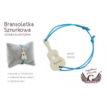 Bransoletka sznurkowa GITARA KLASYCZNA - Nowe Srebro - BNS007