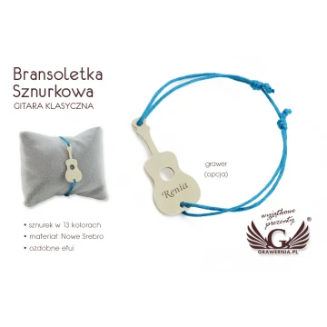 Bransoletka sznurkowa GITARA KLASYCZNA - Nowe Srebro - BNS007