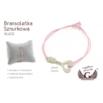 Bransoletka sznurkowa KLUCZ - Nowe Srebro - BNS008