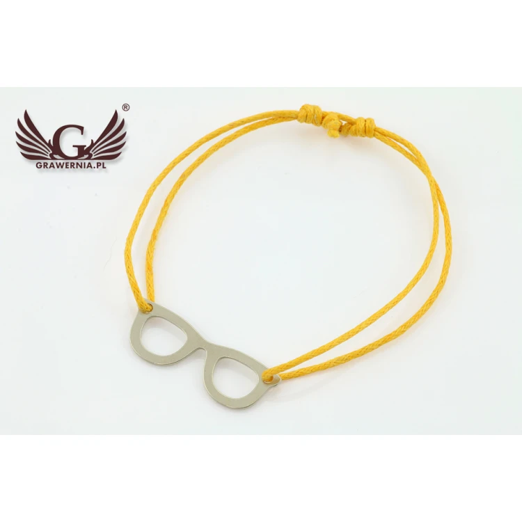 Bransoletka sznurkowa OKULARY - Nowe Srebro - BNS012