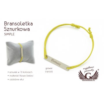 Bransoletka sznurkowa SIMPLE - Nowe Srebro - BNS013