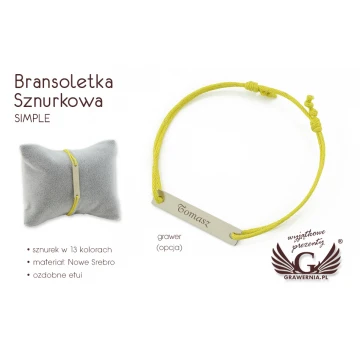 Bransoletka sznurkowa SIMPLE - Nowe Srebro - BNS013