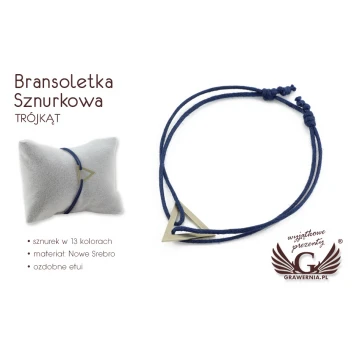 Bransoletka sznurkowa TRÓJKĄT - Nowe Srebro - BNS006