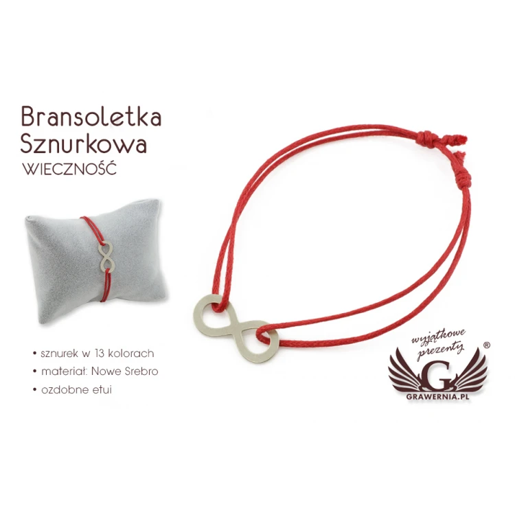 Bransoletka sznurkowa WIECZNOŚĆ - Nowe Srebro - BNS011