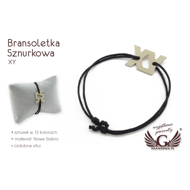 Bransoletka sznurkowa XY - Nowe Srebro - BNS014