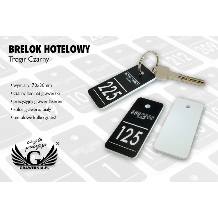 Breloczki do kluczy dla szkoły - TROGIR czarny - 70x30mm
