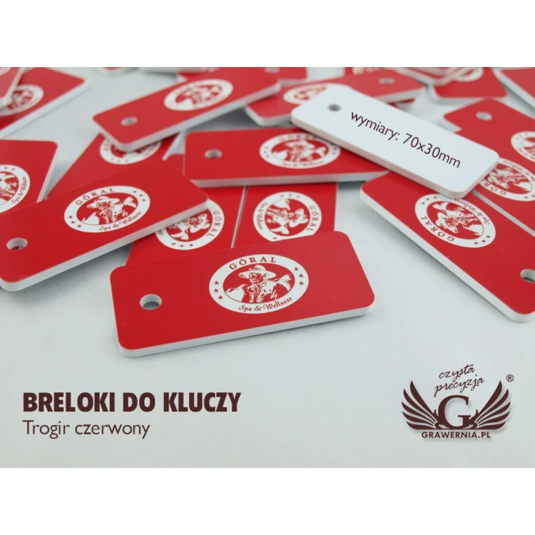 Breloczki do kluczy - TROGIR czerwony - 70x30mm