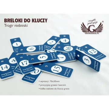 Breloczki do kluczy - TROGIR niebieski - 70x30mm