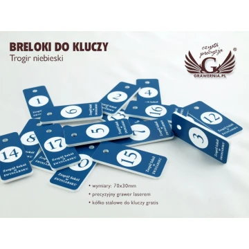 Breloczki do kluczy - TROGIR niebieski - 70x30mm