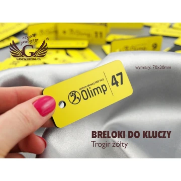 Breloczki do kluczy - TROGIR żółty - 70x30mm