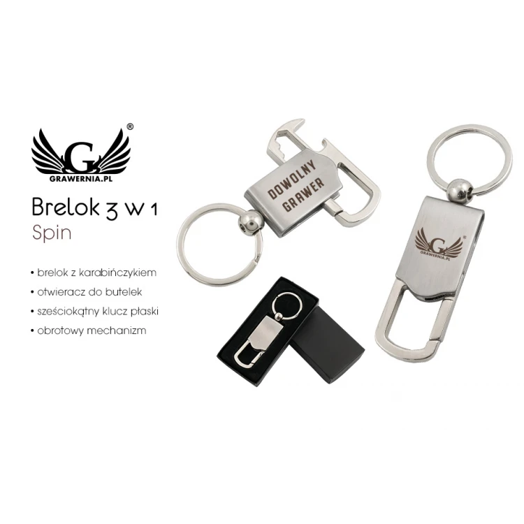 Brelok 3 w 1 - Spin - dowolny grawer - BP80