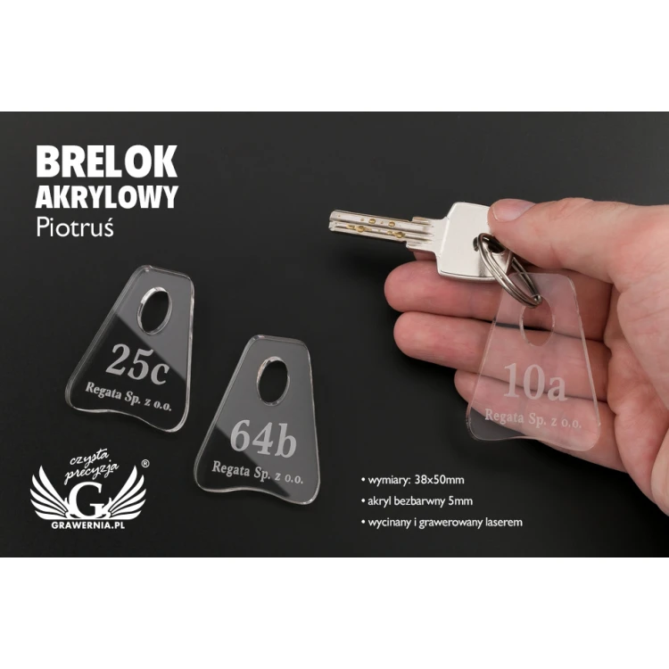 Brelok akrylowy, hotelowy mały - PIOTRUŚ - BA001