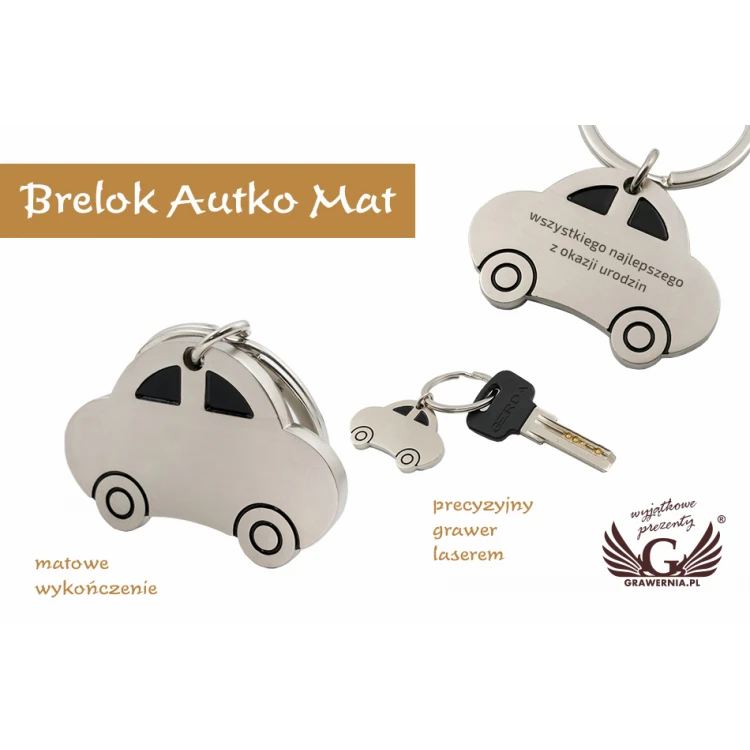 BRELOK AUTKO - metalowy matowy z dowolnym grawerem - BP66