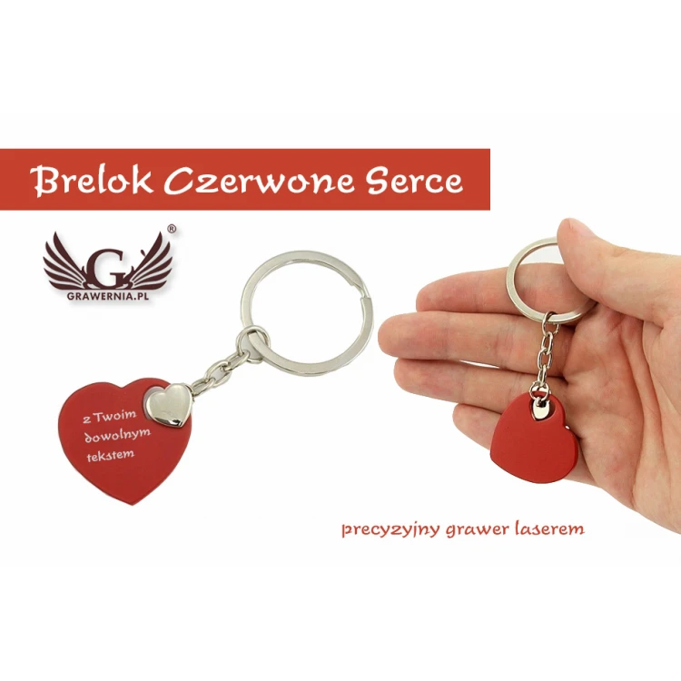 BRELOK CZERWONE SERCE - z Twoim grawerem - BP11